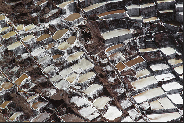 Salt pans of Maras, dating back to the Inca era, to extract the salt from the water descending from the Qaqawinay mountain