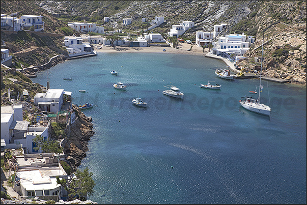 The protected beach of Heronissos at the bottom of the bay with the same name