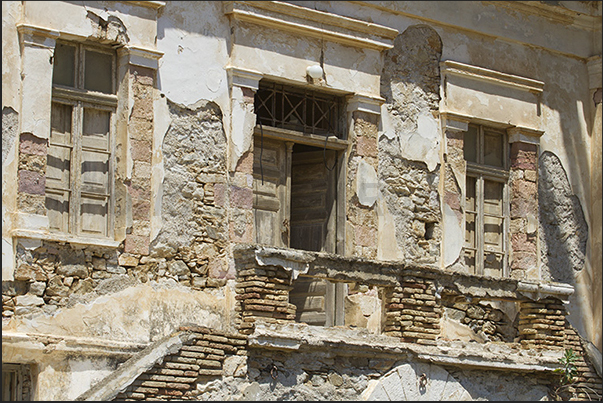 Megalo Livadi,. The abandoned building home of the mining company's offices