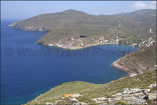 Rugged and desolate cliffs characterize the western coast