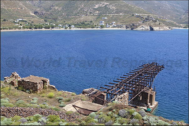 South coast. Abandoned mining facilities in Koutala Bay