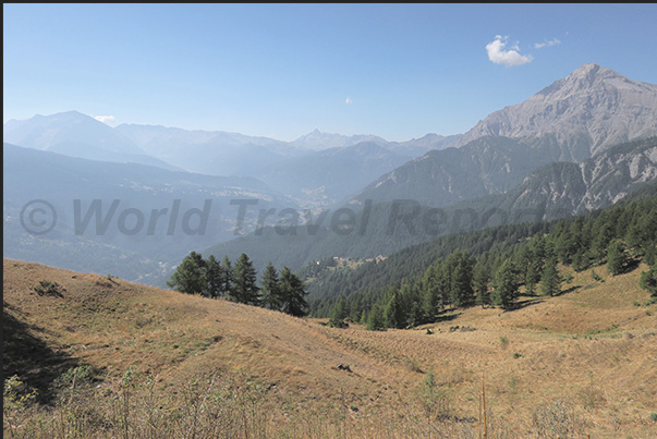 Chaberton mountain on the right and below the valley that leads to the town of Cesana and Monginevro pass Chaberton mountain on the right and below the valley that leads to the town of Cesana and Monginevro pass