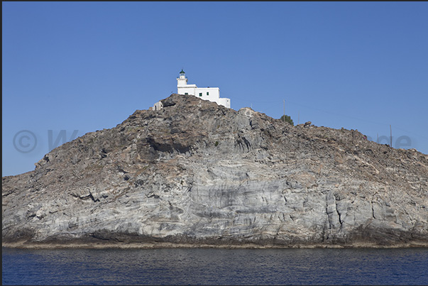 Lighthouse at Cape Korakas northern tip of Paros island