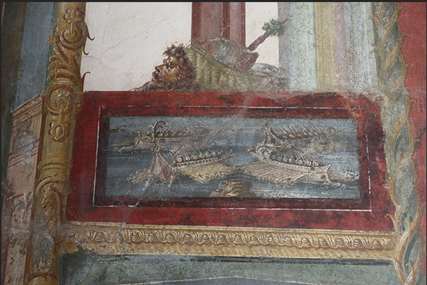 Fresco depicting Roman triremes at sea