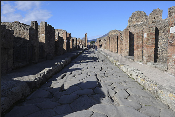 Paved road with raised sidewalks that allowed water to flow without getting your feet wet
