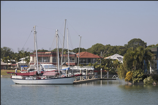 Homes on the marina at Cullen Bay (side west of the town)