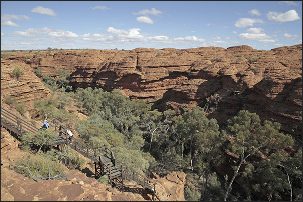 Watarrka National Park-Kings Canyon. Stairs to facilitate the descent into the secondary canyons