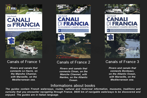 Travel guide of french canals and rivers with house boat, bicycle, motor home