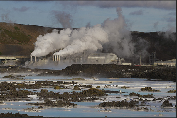 Geothermal power plant near the Blue Lagoon area