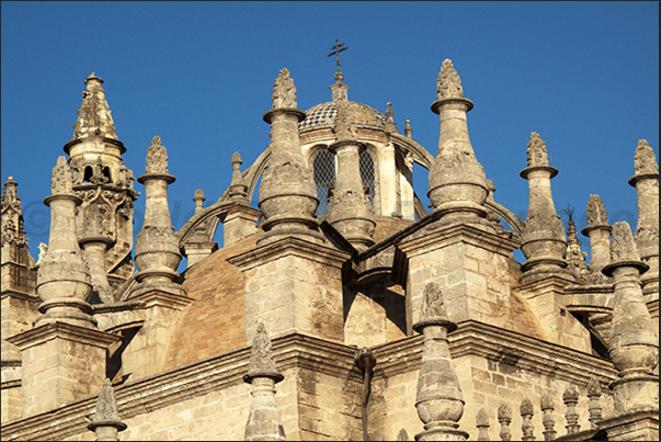 Sevilla.  The complex architecture of the domes of the Cathedral