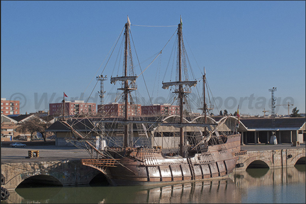 Galleon moored on the River Guadalquivir Galleon moored on the River Guadalquivir