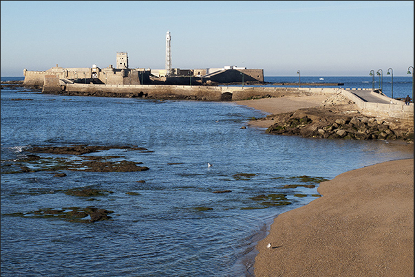 Cadiz, the lighthouse at the harbor entrance