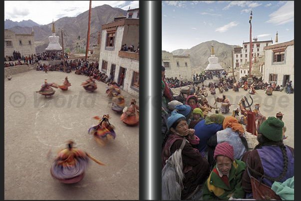 Lamayuru Monastery. Traditional dance in the square of the monastery Lamayuru Monastery. Traditional dance in the square of the monastery