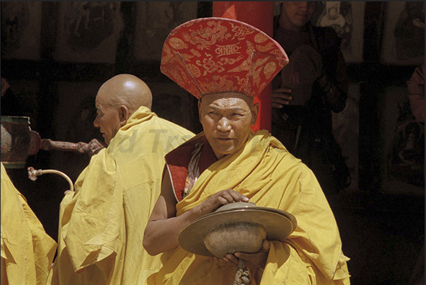 Lamayuru Monastery. The dance festival is a time to meet and prayer for the monks who reach the monastery from the villages