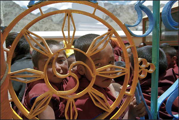 Young monks waiting to attend a religious function Young monks waiting to attend a religious function
