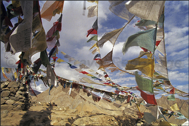 Town of Leh. Prayer flags in the wind Town of Leh. Prayer flags in the wind