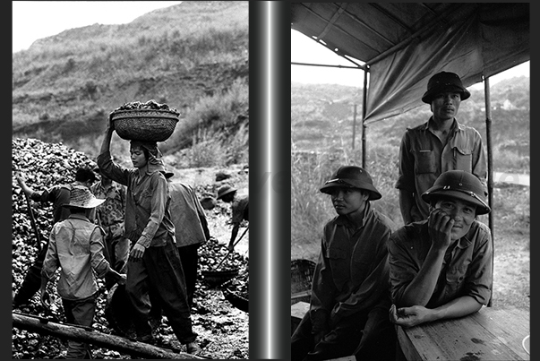 Cam Pha, northern province of Quang Ninh. While the miners collect coal, the drivers waiting that the trucks are loaded